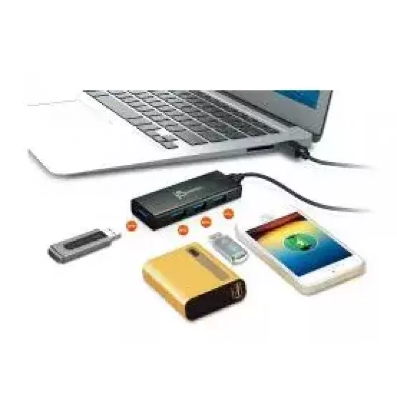 Hub USB j5create JUH340 4 porte USB 3.0 nero alluminio
