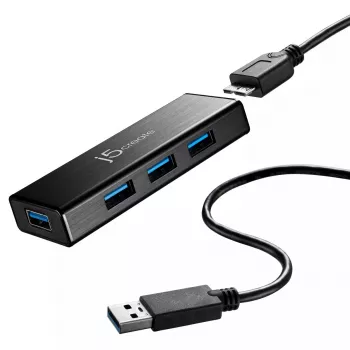Hub USB j5create JUH340 4 porte USB 3.0 nero alluminio
