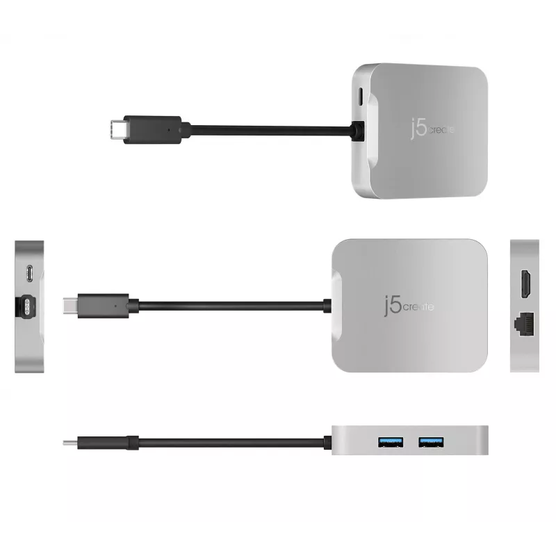 Adattatore multi-porta j5create JCD391 4K60 Elite USB-C® PD, argento