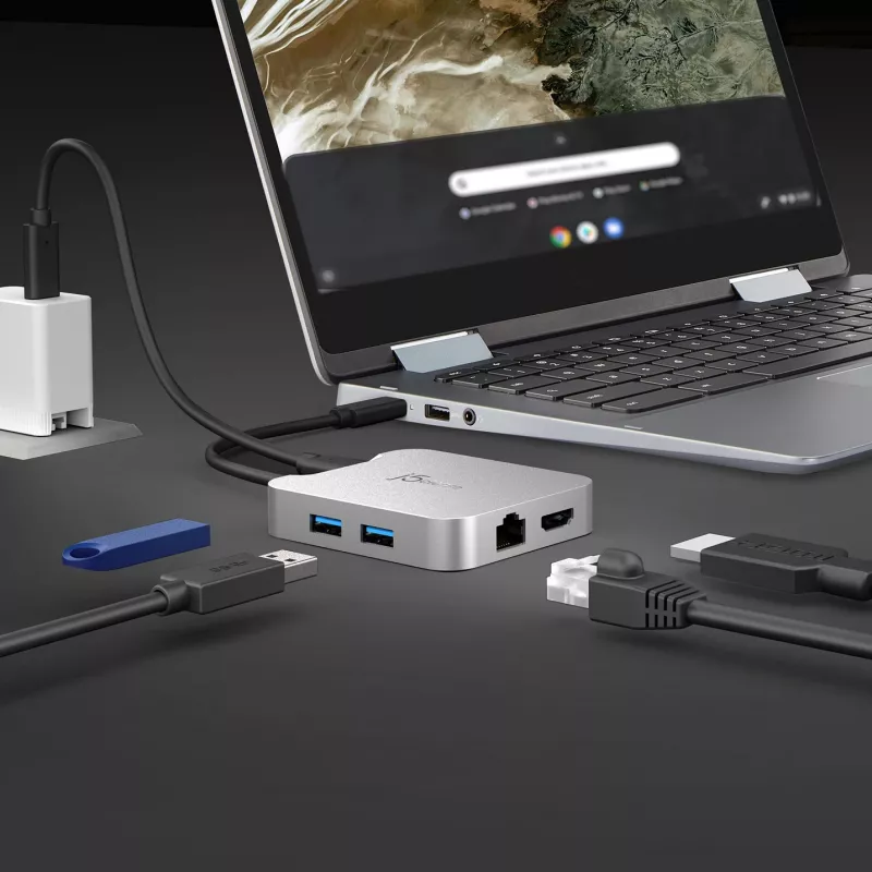 Adattatore multi-porta j5create JCD391 4K60 Elite USB-C® PD, argento