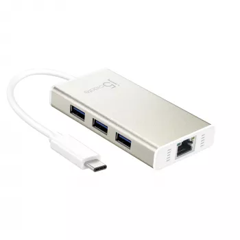 Adattatore multiplo j5create JCH471 USB-C™ Gigabit Ethernet e hub, Metallic Champagne