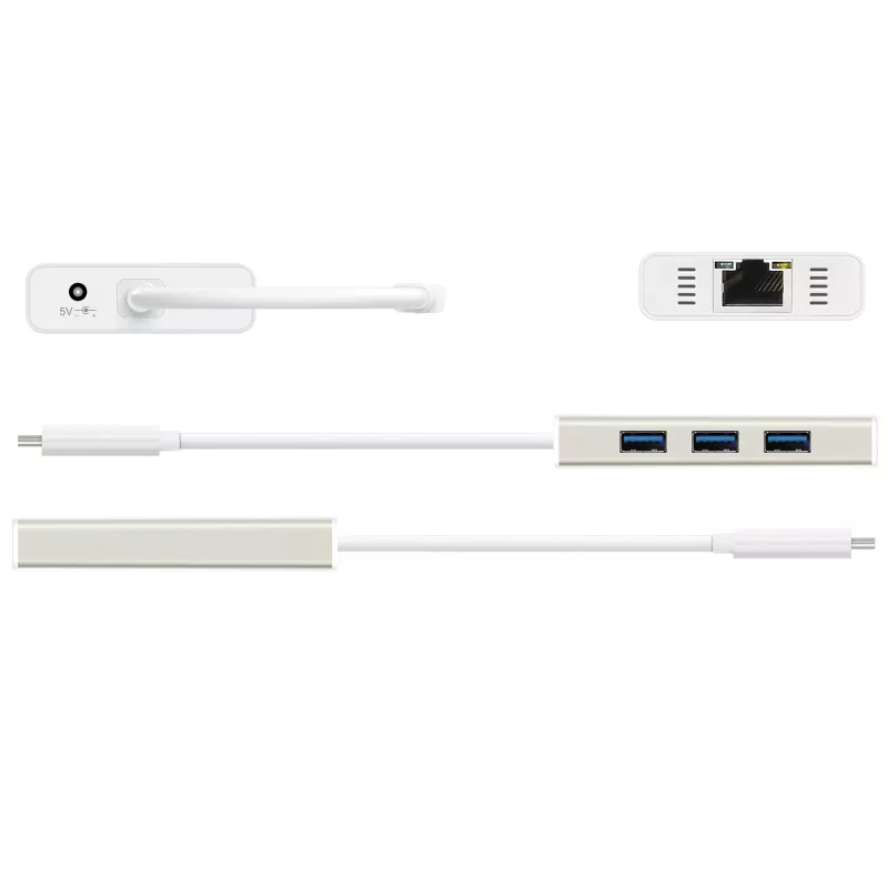 Adattatore multiplo j5create JCH471 USB-C™ Gigabit Ethernet e hub, Metallic Champagne