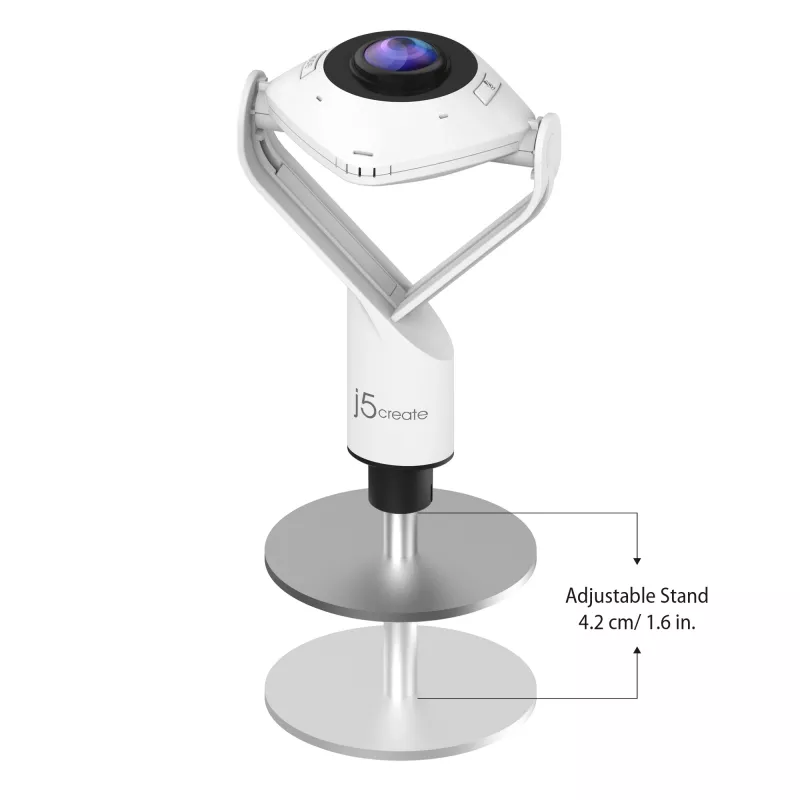 j5create JVCU360 360° Webcam allround, risoluzione di registrazione video 1080p, bianco e nero