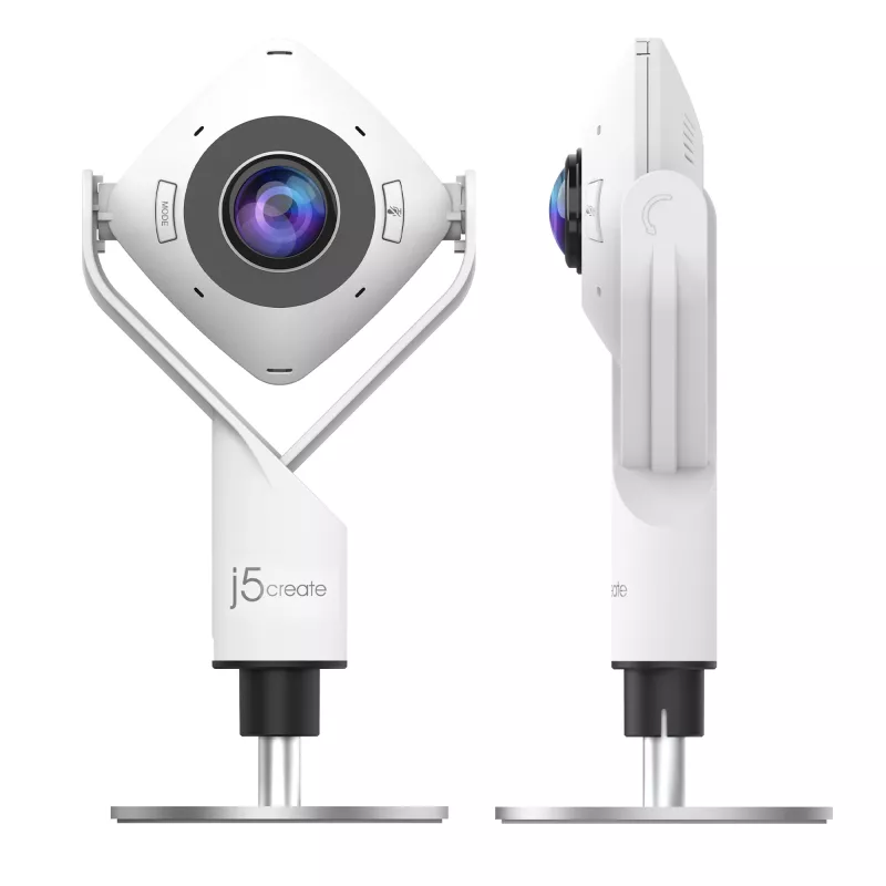 j5create JVCU360 360° Webcam allround, risoluzione di registrazione video 1080p, bianco e nero