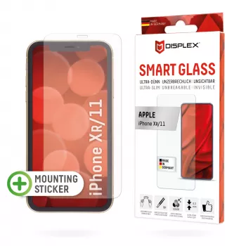 Displex Smart Glass (9H) per Apple iPhone XR/11, adesivo di montaggio, infrangibile, ultra sottile, invisibile