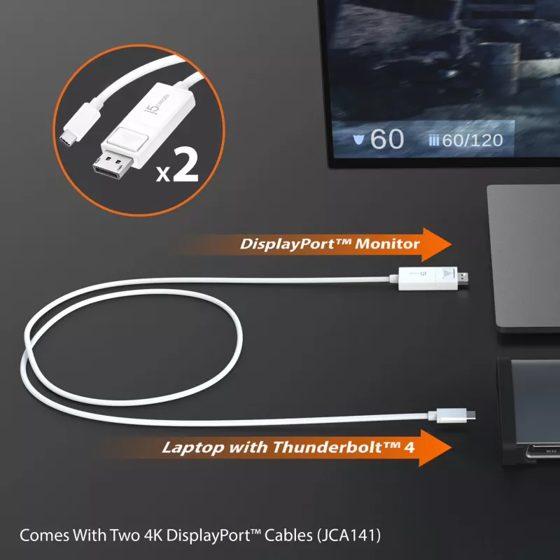 j5create JTD562 - Docking station Thunderbolt™ 4 8K - EU, con filo, Thunderbolt 4, 96 W, 3,5 mm, 10,100,1000 Mbit/s, grigio
