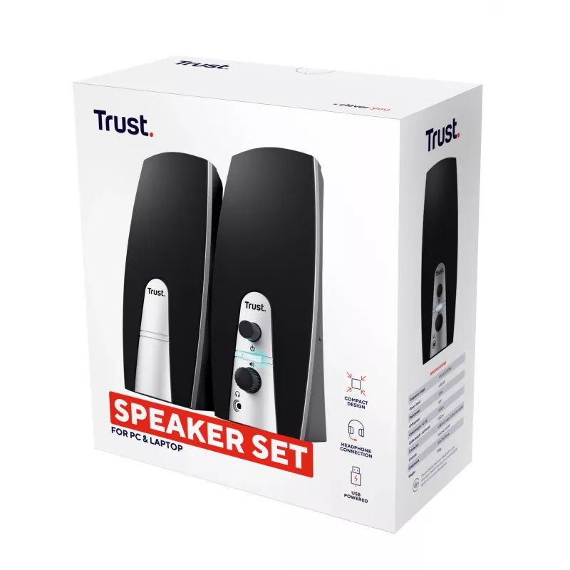 Trust 24660 set di altoparlanti 5 W PC/laptop nero, metallizzato 2.0 canali