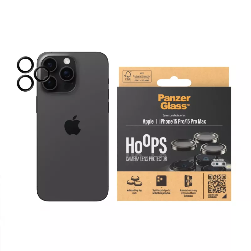 PanzerGlass® Hoops® Metal protezione per lenti della fotocamera nero iPhone 15 Pro | 15 Pro Max