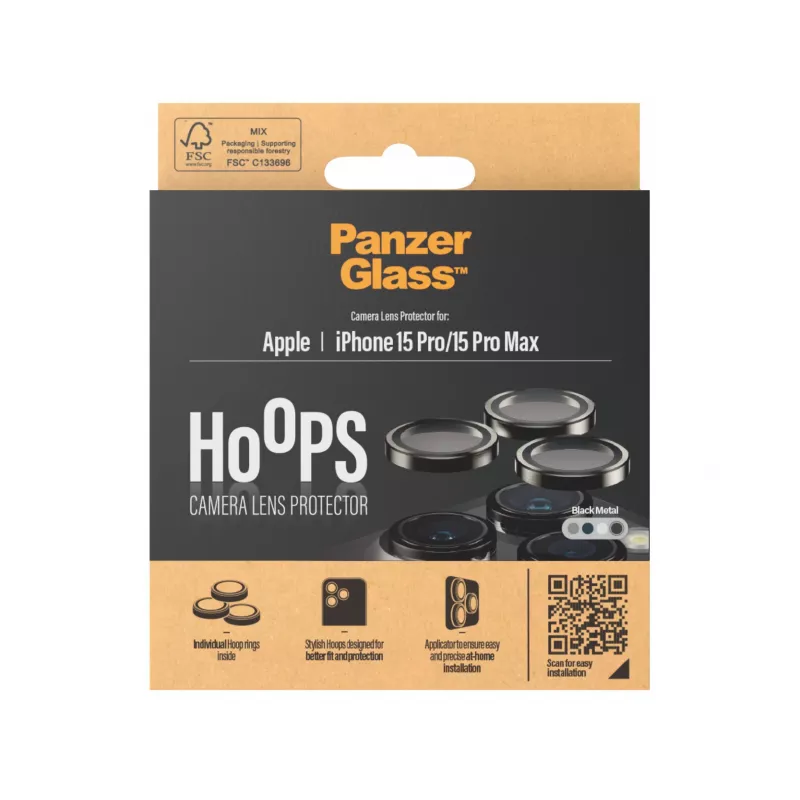 PanzerGlass® Hoops® Metal protezione per lenti della fotocamera nero iPhone 15 Pro | 15 Pro Max