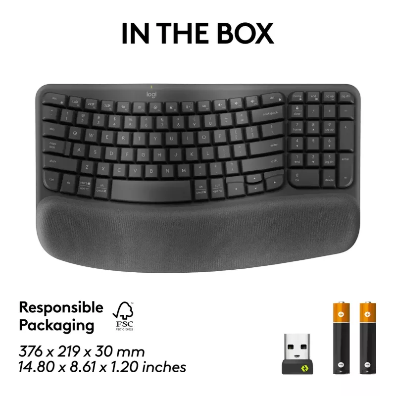 Logitech Wave Keys for Business Tastiera ergonomica full-size wireless