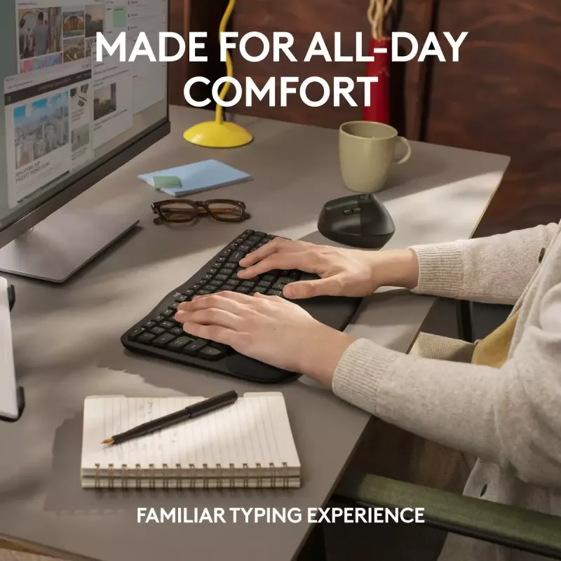Logitech Wave Keys for Business Tastiera ergonomica full-size wireless