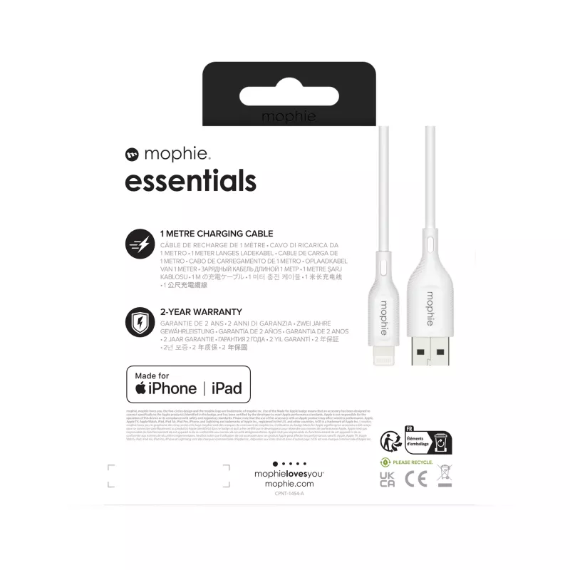Cavo di ricarica mophie essentials 1M Lightning a USB A 12W