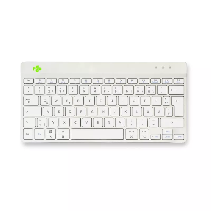R-Go Tools tastiera ergonomica R-Go Compact Break, tastiera compatta con software per le pause, QWERTZ (DE), Bluetooth, bianco