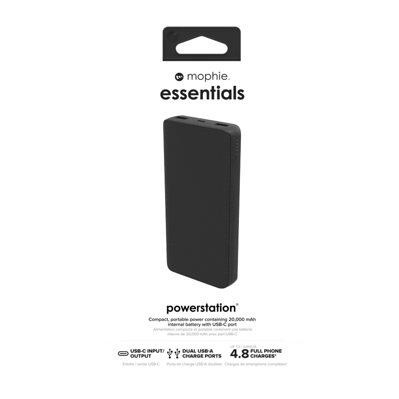 mophie essentials powerstation 20K 20.000 mAh nero