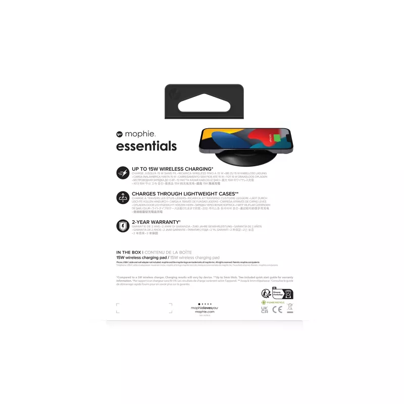 mophie essentials base di ricarica wireless 15 W smartphone nero USB interni