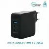 Caricabatterie Ravanson Mobilis 100W GaN 2×USB‑C + 1×USB‑A AC per interni — per laptop, smartphone, tablet — nero