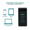 Caricabatterie Ravanson Mobilis 100W GaN 2×USB‑C + 1×USB‑A AC per interni — per laptop, smartphone, tablet — nero