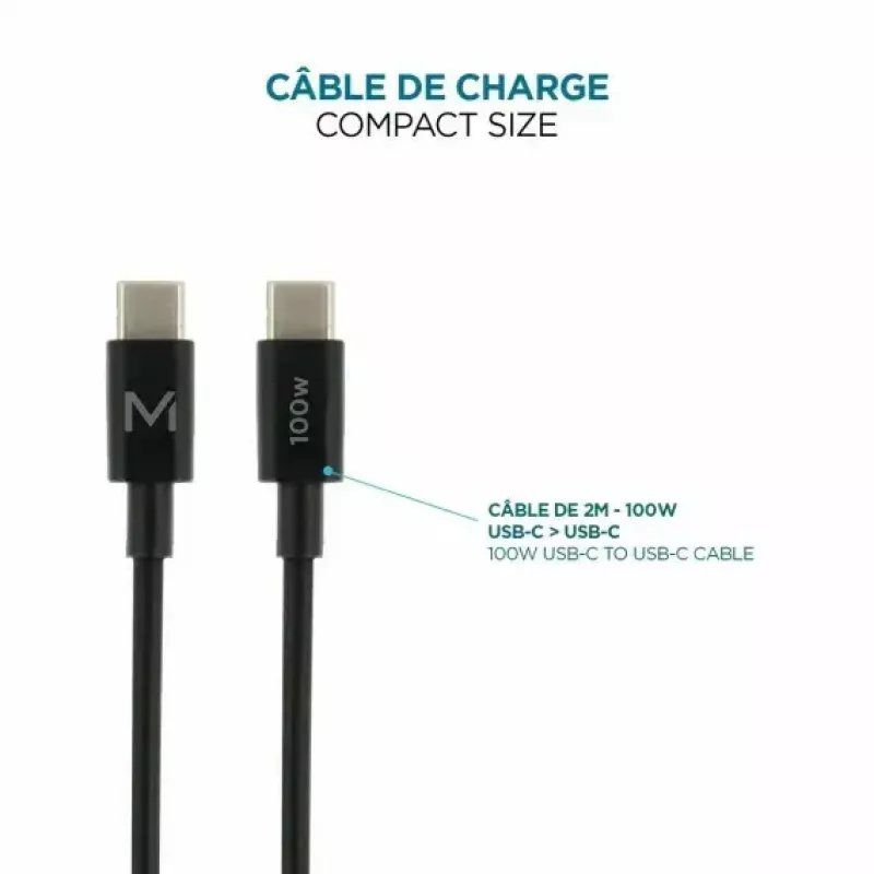 Caricabatterie Ravanson Mobilis 100W GaN 2×USB‑C + 1×USB‑A AC per interni — per laptop, smartphone, tablet — nero