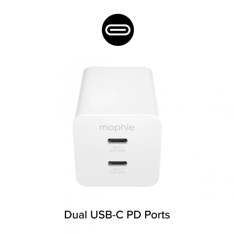 Alimentatore Zagg 50W 2x USB-C bianco — Zagg mophie essentials