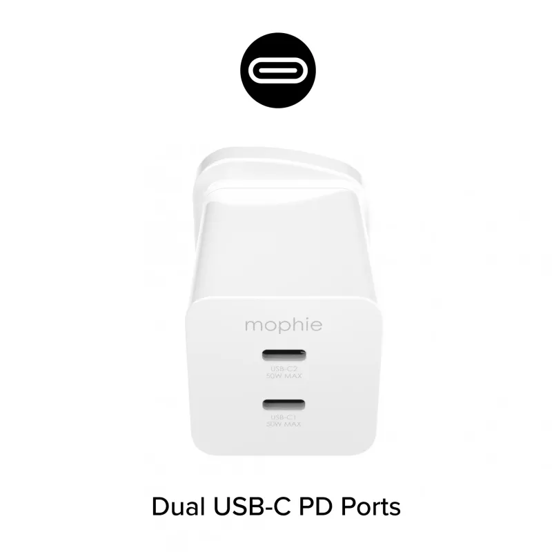 Alimentatore Zagg 50W 2x USB-C bianco — Zagg mophie essentials