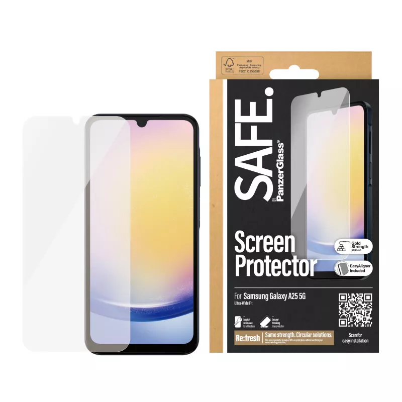 PanzerGlass SAFE. by ® protezione display Samsung Galaxy A25 5G | Ultra-Wide Fit con EasyAligner