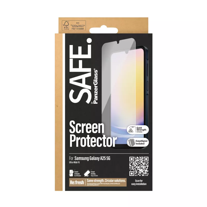 PanzerGlass SAFE. by ® protezione display Samsung Galaxy A25 5G | Ultra-Wide Fit con EasyAligner