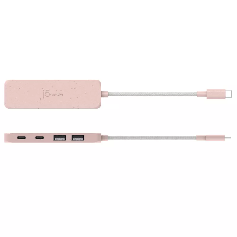 Hub USB-C j5create JCH342ER-N 4 porte Type-C Type-A Gen 2 10000 Mbit/s rosa