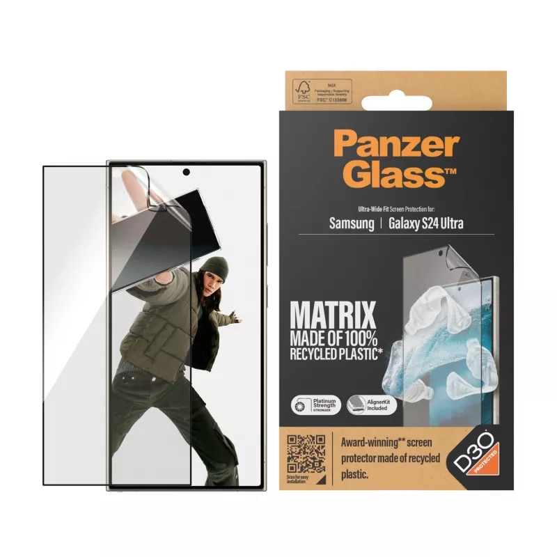 PanzerGlass ® ECO MATRIX protezione display con D3O® Samsung Galaxy S24 Ultra | Ultra-Wide Fit con AlignerKit