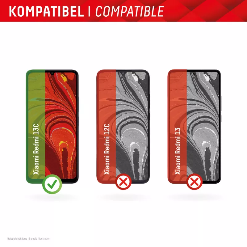 Displex Smart Glass (9H) per Xiaomi Redmi 13C, adesivi di montaggio, infrangibile