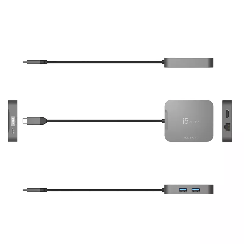 j5create JCD3191 4K60 Elite USB-C® Travel Adapter, nero
