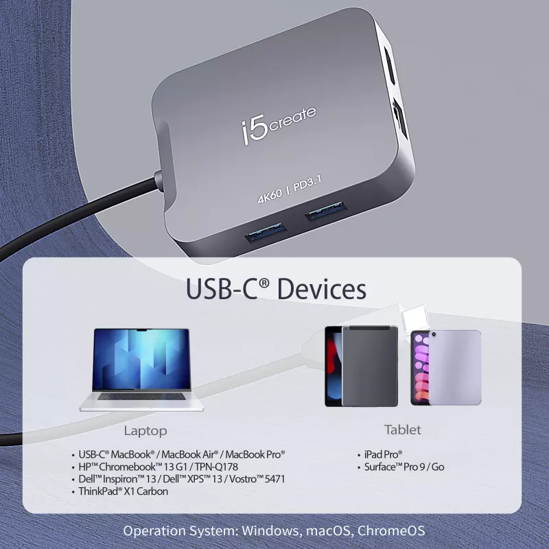 j5create JCD3191 4K60 Elite USB-C® Travel Adapter, nero