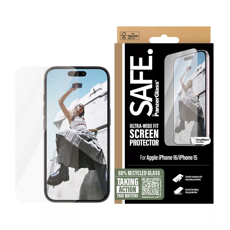 PanzerGlass SAFE. by ® protezione display iPhone '24 6,1 pollici | Ultra-Wide Fit