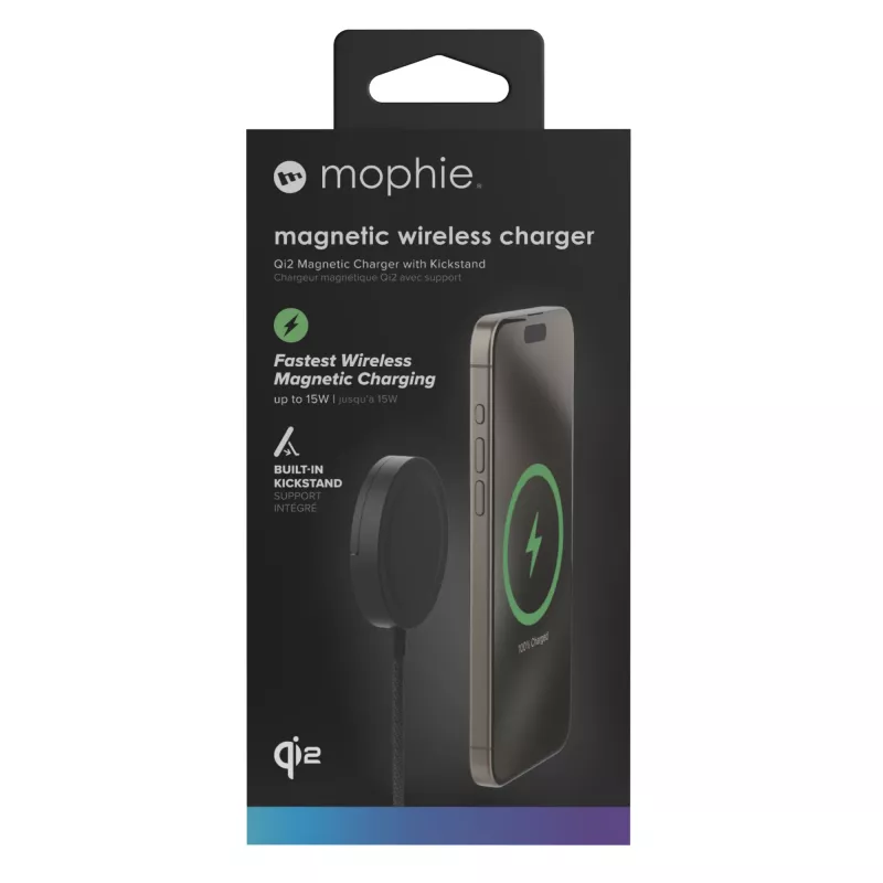 mophie Caricatore magnetico Qi2 smartphone nero USB ricarica wireless ricarica rapida per interni