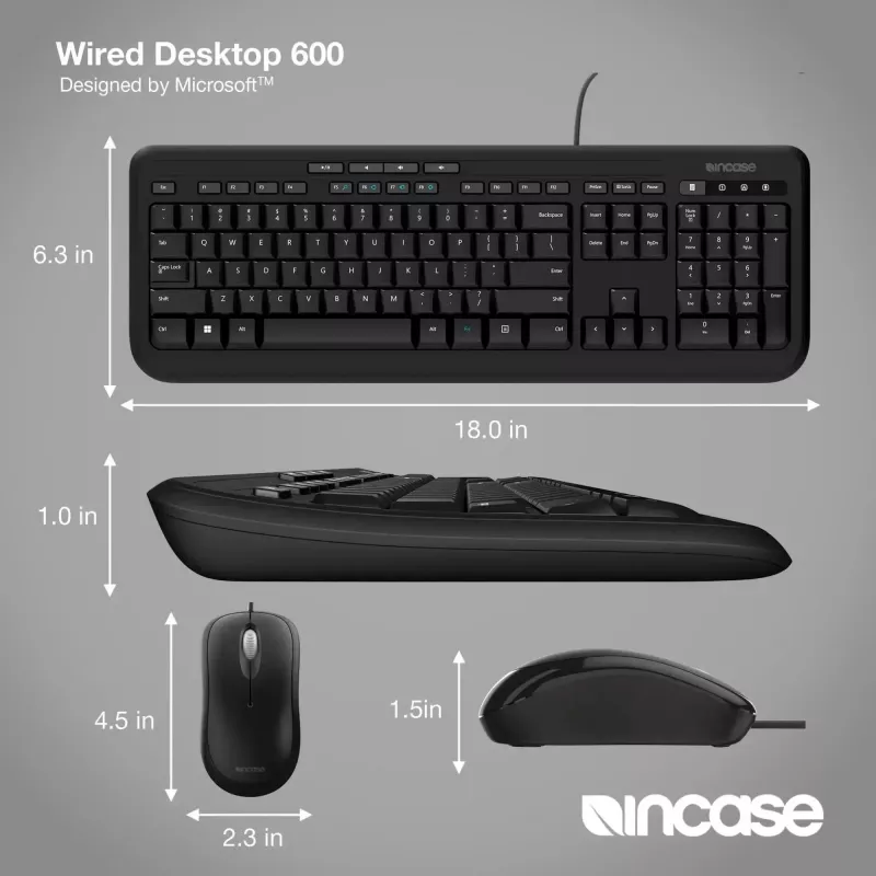Incase Designed by Microsoft Wired Desktop 600 tastiera mouse inclusi universale USB QWERTY inglese UK nero