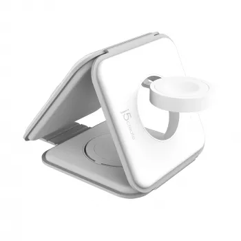 j5create Qi2 3-in-1 Magnetic Travel Wireless Charging Station per interni USB ricarica rapida bianco