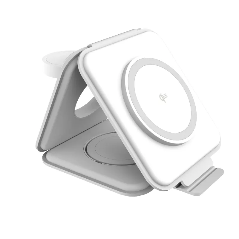 j5create Qi2 3-in-1 Magnetic Travel Wireless Charging Station per interni USB ricarica rapida bianco