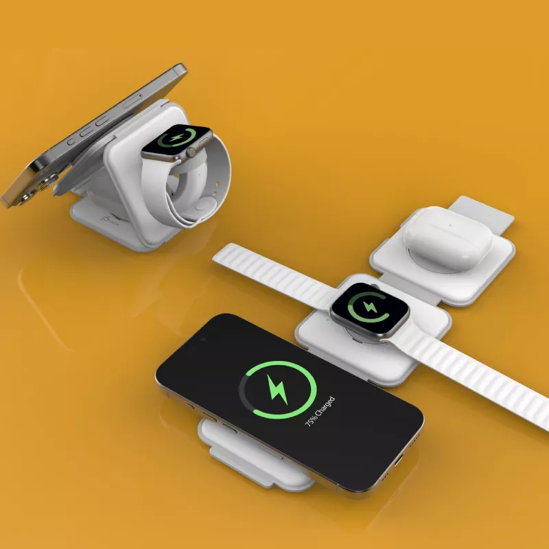 j5create Qi2 3-in-1 Magnetic Travel Wireless Charging Station per interni USB ricarica rapida bianco