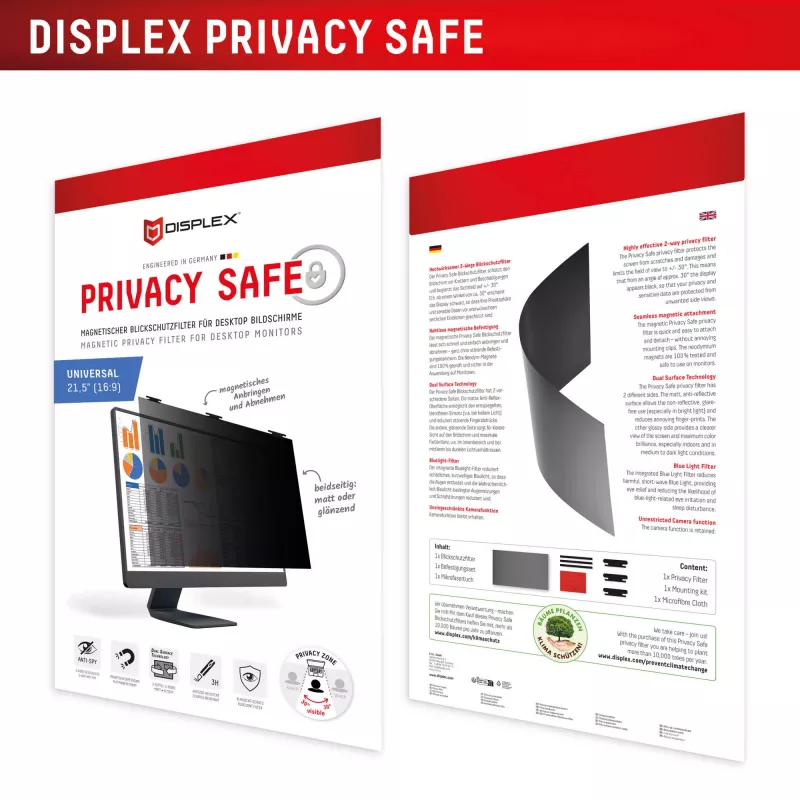 Filtro privacy a 2 vie Displex PRIVACY SAFE 21,5