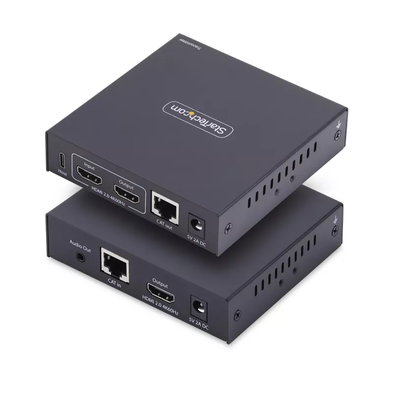 StarTech.com extender KVM HDMI su rete IP, 4K 60Hz, driverless, HDMI e USB su Ethernet/CAT6, AVoIP, kit trasmettitore e ricevitore, include kit di montaggio