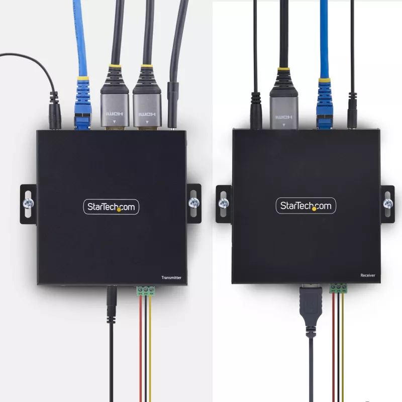 StarTech.com extender KVM HDMI su rete IP, 4K 60Hz, driverless, HDMI e USB su Ethernet/CAT6, AVoIP, kit trasmettitore e ricevitore, include kit di montaggio