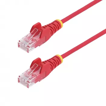 StarTech.com cavo Ethernet CAT6 slim 2 m rosso, protezione linguetta, 100W PoE, UTP, LSZH, 28AWG filo di rame puro nudo, patch cord di rete RJ45 slim con scarico di trazione, testato singolarmente