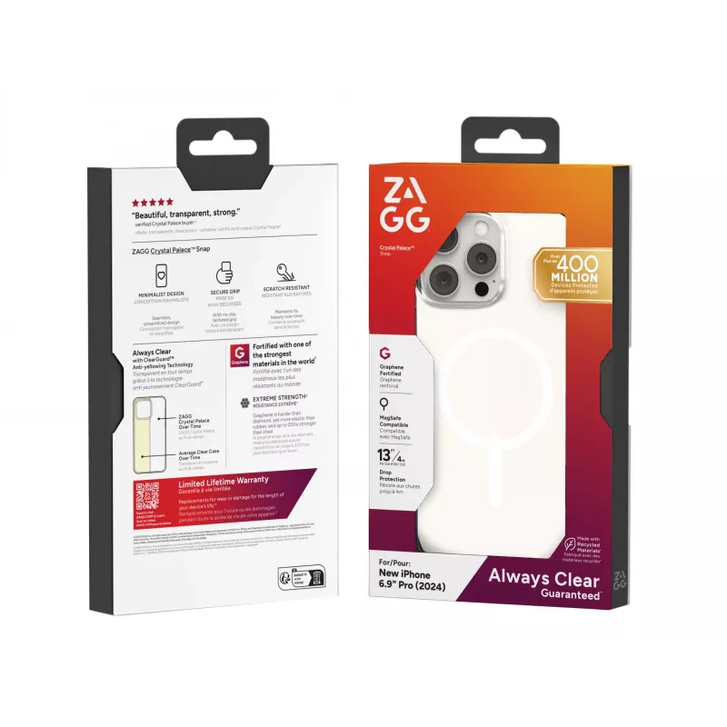 Cover ZAGG Crystal Palace Snap Apple iPhone 16 Pro Max trasparente
