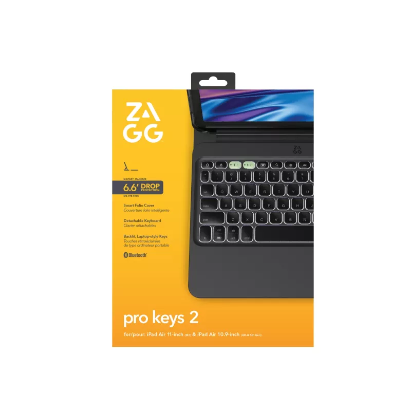 ZAGG Pro Keys 2 103414642 custodia folio con tastiera per iPad Air 11 (M2/M3), QWERTZ tedesco, nera