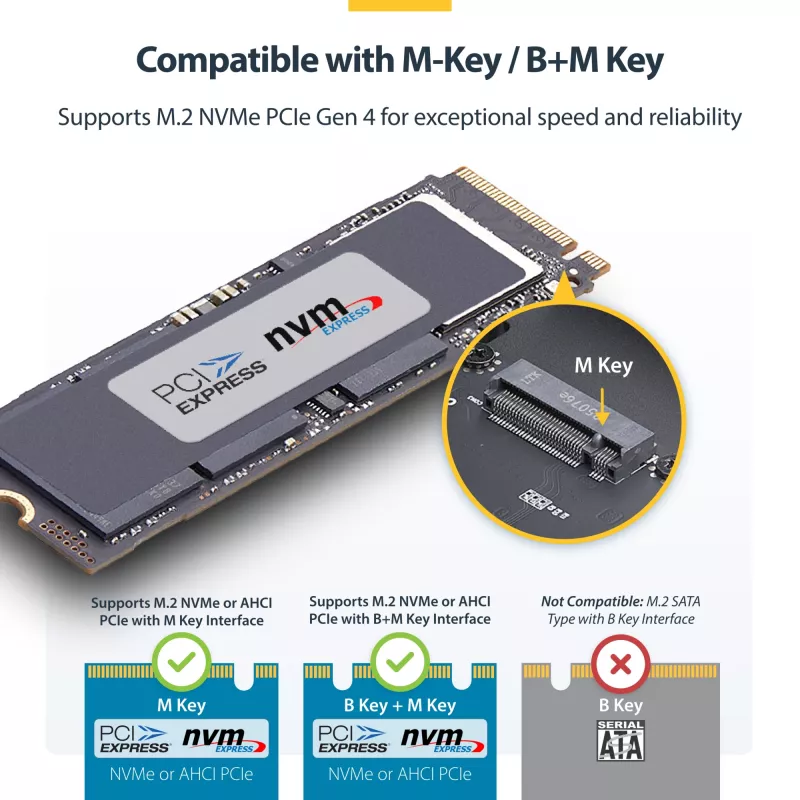 Case USB4 M.2 NVMe StarTech.com, 40 Gbit/s, case esterno USB-C/Thunderbolt per SSD NVMe, case con dissipatore in alluminio, B+M/M-Key