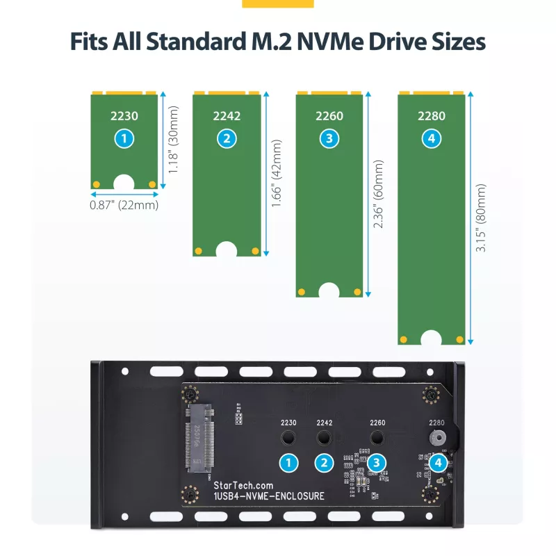 Case USB4 M.2 NVMe StarTech.com, 40 Gbit/s, case esterno USB-C/Thunderbolt per SSD NVMe, case con dissipatore in alluminio, B+M/M-Key