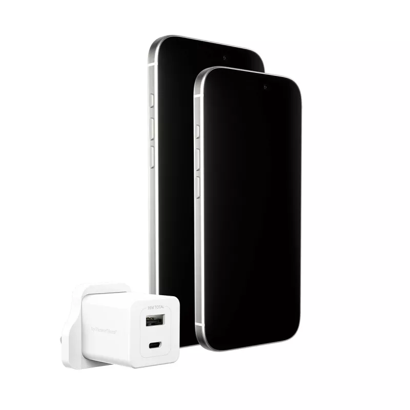 Caricabatterie PanzerGlass empower™ by ® Turbo 35W incl. USB-C + USB-A | spina UK | bianco argento