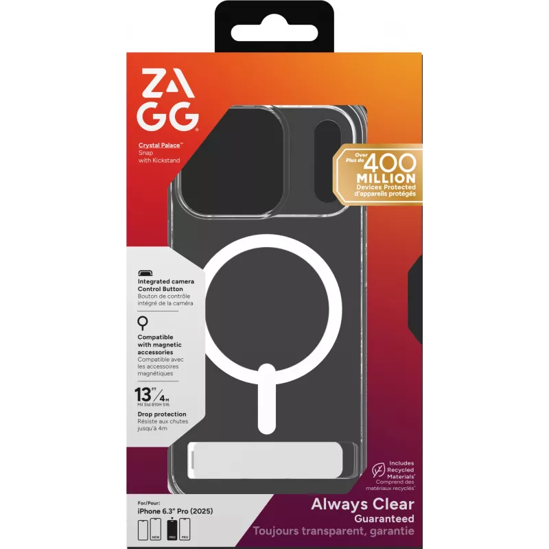 ZAGG Crystal Palace Snap Kickstand (Button Cover) custodia per Apple iPhone 17 Pro Max