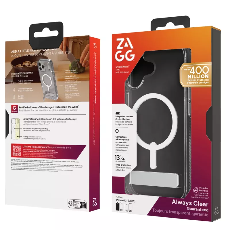 Custodia ZAGG Crystal Palace Snap Kickstand per Apple iPhone 17 trasparente