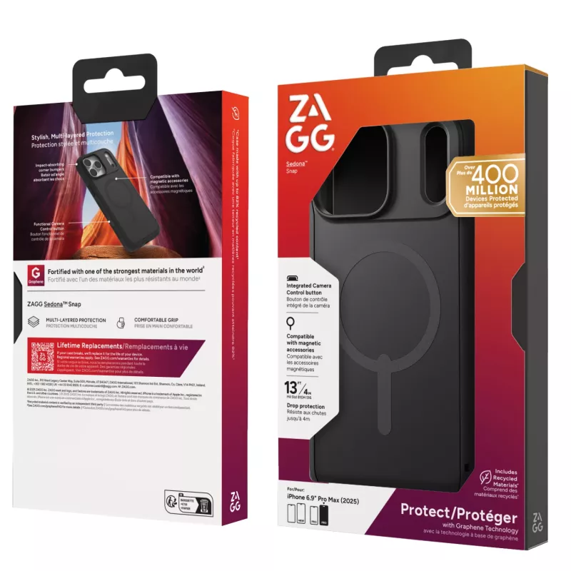Custodia ZAGG Sedona Snap per Apple iPhone 17 Pro Max Flood nero