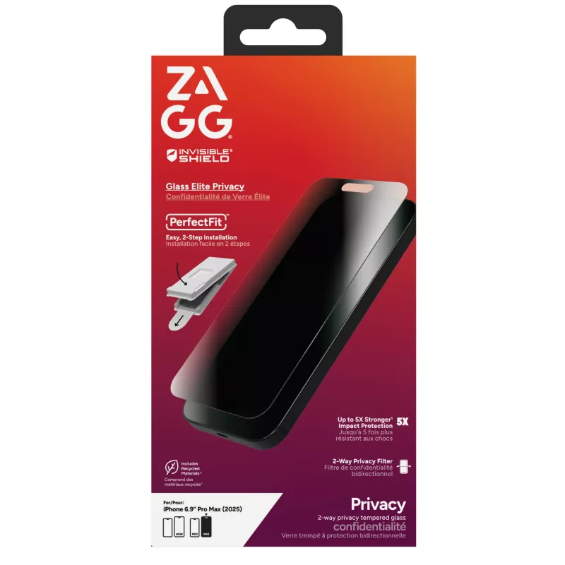 Pellicola privacy InvisibleShield Glass Elite per Apple iPhone 17 Pro Max